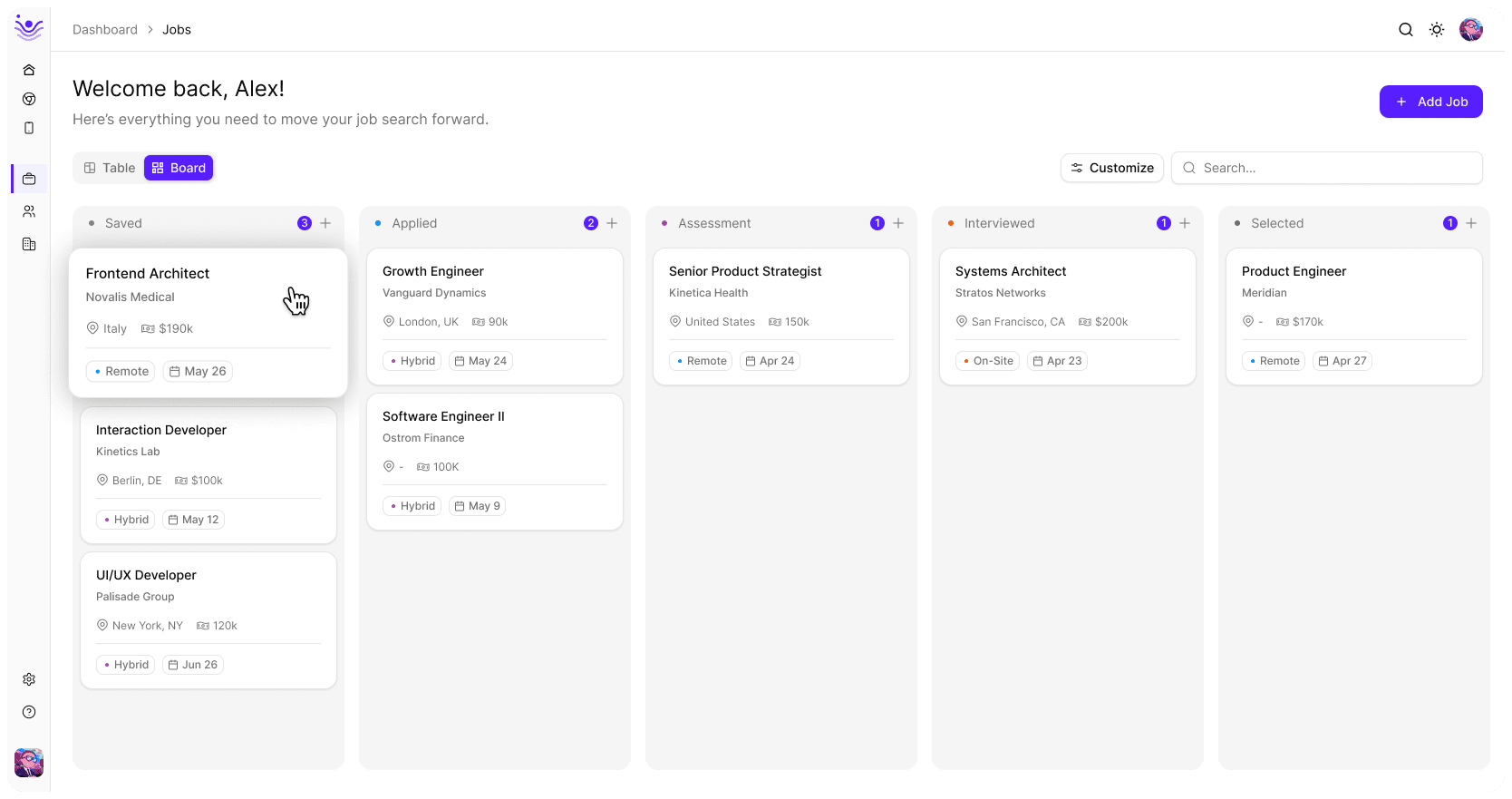 orbbt job application tracker dashboard preview